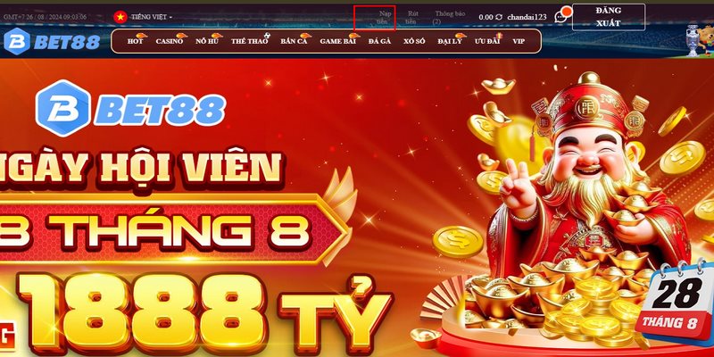 Nạp tiền vào Bet 88